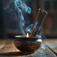 incense sticks in a bowl