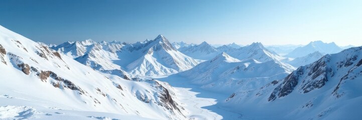 Fototapeta premium Snowy mountains stretch far into the distance, snow, peaks, snow-covered