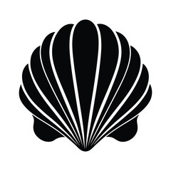 Elegant Black and White Striped Shell Vector for Coastal and Beach-Inspired Designs