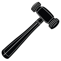 Hand-drawn black and white hammer icon with a sleek, minimalistic design. Perfect for construction, tools, or DIY projects, showcasing a classic hammer with clean lines and fine detailing