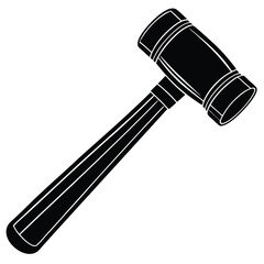 Hand-drawn black and white hammer icon with a sleek, minimalistic design. Perfect for construction, tools, or DIY projects, showcasing a classic hammer with clean lines and fine detailing