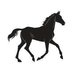 A silhouette of a running horse vector art
