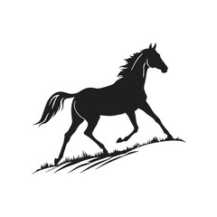 A silhouette of a running horse vector art