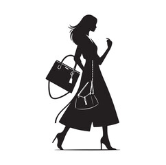women with hand bag silhouette vector illustration