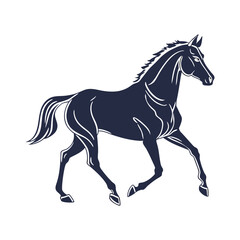 A silhouette of a running horse vector art