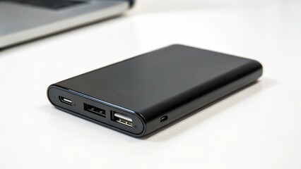 Portable Power Bank on White Background