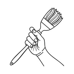 Continuous Single Line Drawing of Hand Holding Paintbrush - Line Art Vector Illustration & Clipart 4.eps