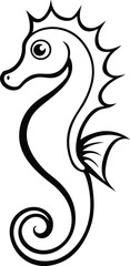 Seahorse with swirled tail silhouette illustration 