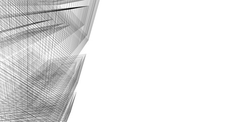 Abstract Geometric Architecture. Futuristic Minimalist Structures with Wireframe and Mesh © Svitlana