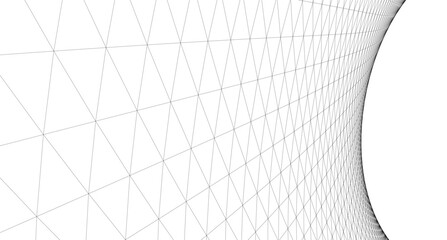 Abstract Geometric Architecture. Futuristic Minimalist Structures with Wireframe and Mesh © Svitlana