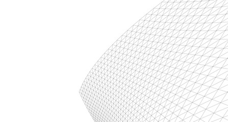 Abstract Geometric Architecture. Futuristic Minimalist Structures with Wireframe and Mesh