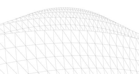 Abstract Geometric Architecture. Futuristic Minimalist Structures with Wireframe and Mesh © Svitlana