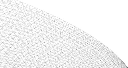 Abstract Geometric Architecture. Futuristic Minimalist Structures with Wireframe and Mesh © Svitlana