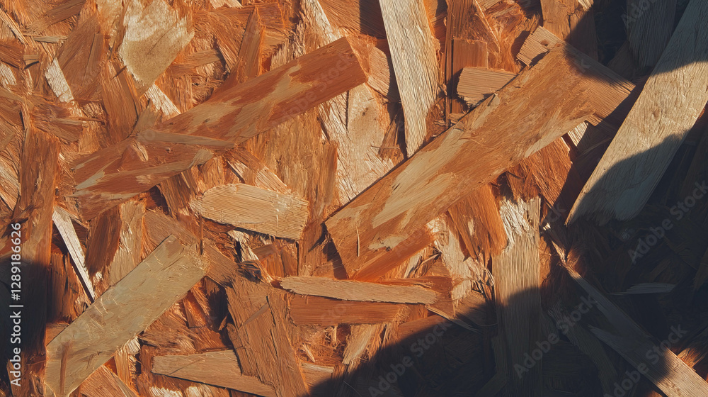 Poster Coarse osb texture with large strands and dark tones for industrial design
