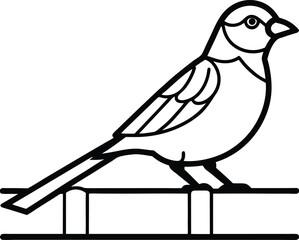 Sparrow sitting on a fence silhouette illustration