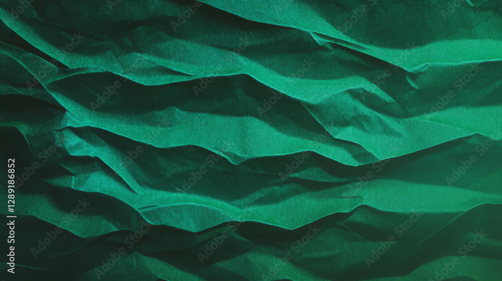 Poster Textured green paper with wavy ribbed pattern for background and design