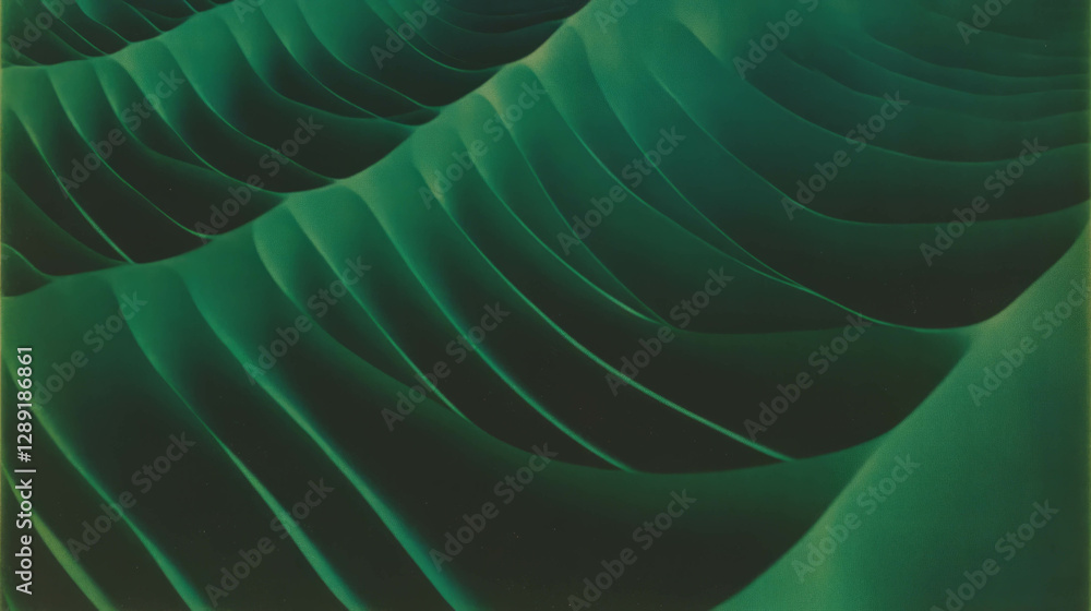 Poster abstract green ribbed paper texture with wavy pattern for creative design