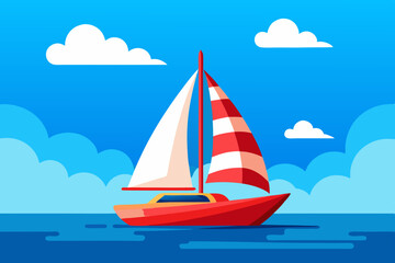 Colorful Sailboat on Calm Water
