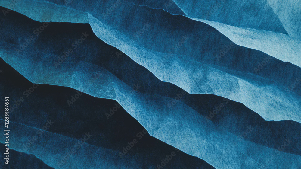 Poster abstract deep ribbed blue paper texture with rough surface for artistic design