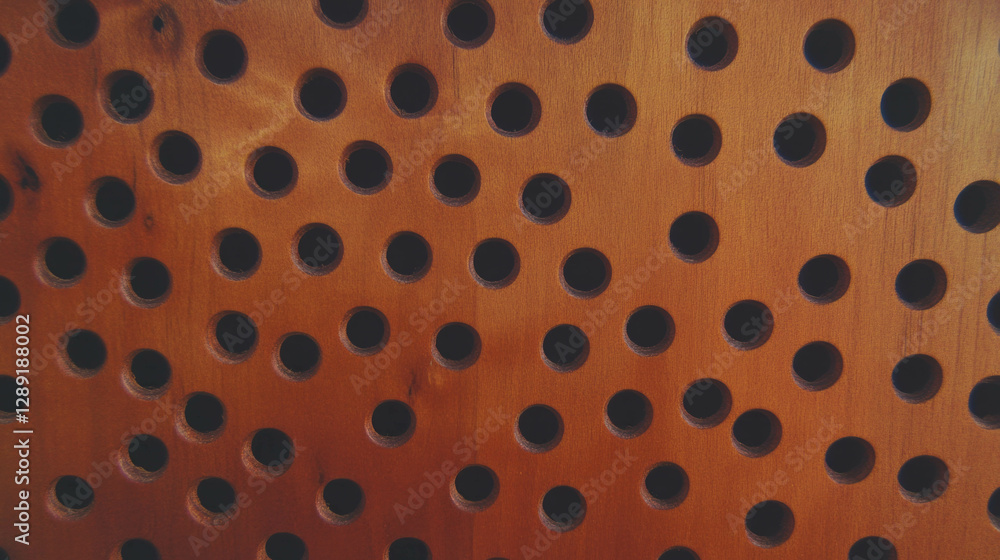 Aufkleber abstract pattern of densely packed holes on smooth wooden surface for interior design and texture st