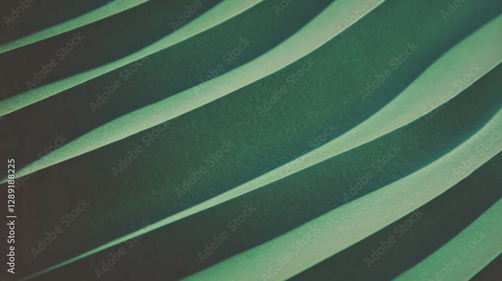Poster Abstract design with diagonal ribbed green paper texture for background