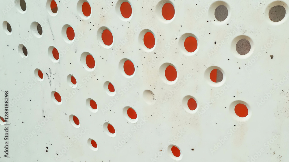 Aufkleber geometric pattern of diagonal red and white pegboard holes for design and decoration