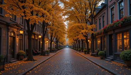 The Enchanting Nature of Autumn Background with Warm Sunlight Golden Leaves Falling Gently in a Scenic Forest Vibrant Trees in Peak Fall Colors and a Beautiful Peaceful Outdoor Setting Creating a Stun