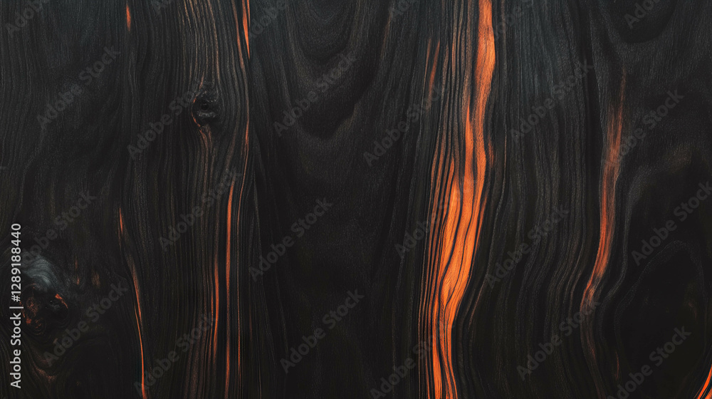 Poster deep black ebony wood texture with intricate patterns for design