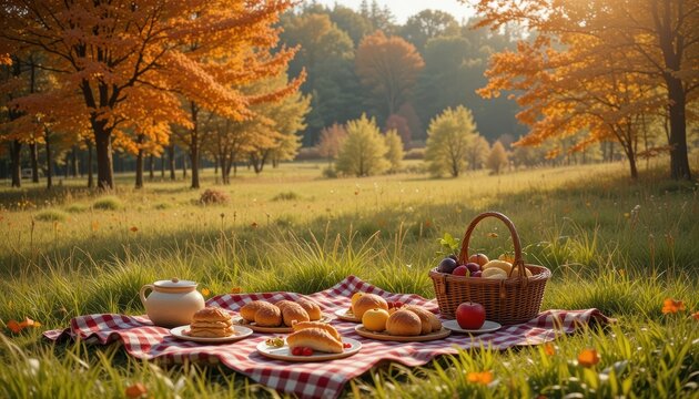 The Enchanting Nature of Autumn Background with Warm Sunlight Golden Leaves Falling Gently in a Scenic Forest Vibrant Trees in Peak Fall Colors and a Beautiful Peaceful Outdoor Setting Creating a Stun