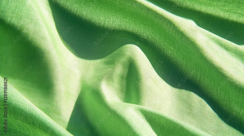 Poster fine ribbed green paper texture with smooth light and shadow patterns for artistic design