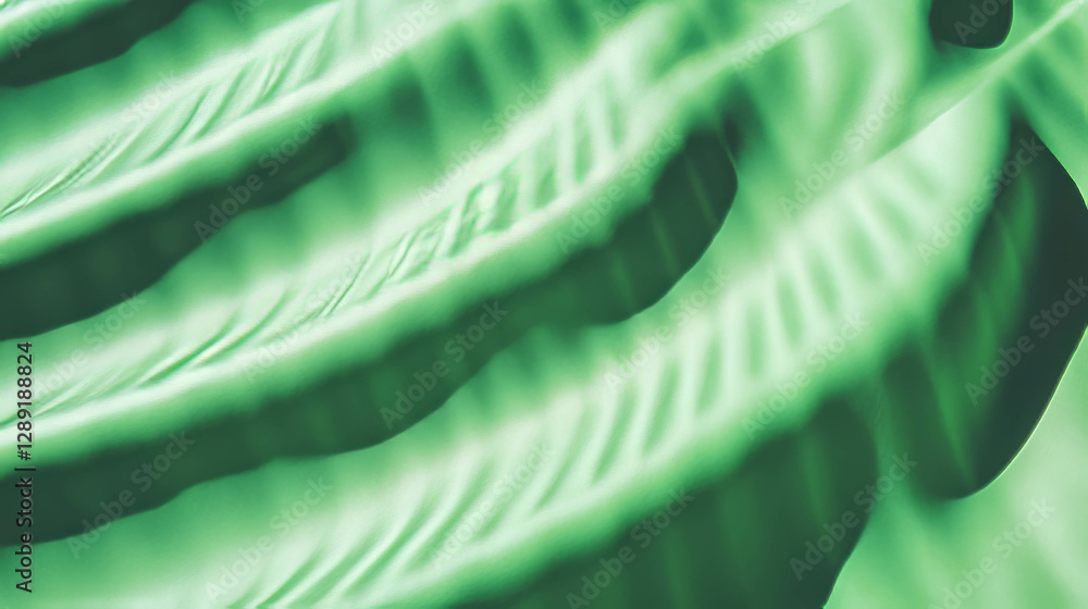 Poster Fine ribbed green paper texture with smooth lines for design projects
