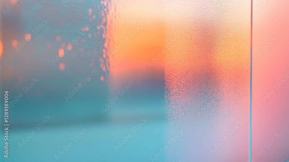 Poster abstract colors and textures on clear glass surfaces in soft gradient light
