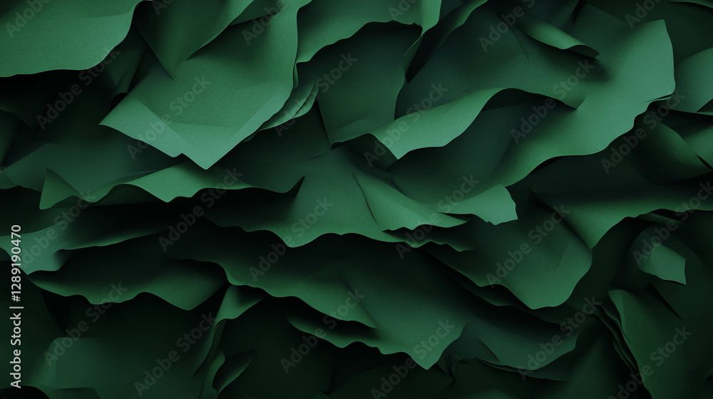 Poster Irregular intersecting ribbed green texture for background and design