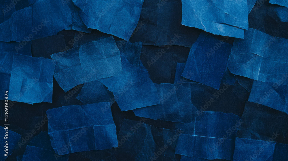 Poster irregular intersecting ribbed blue paper texture for design projects