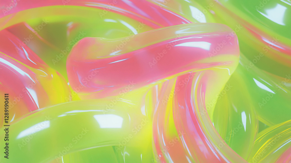 Poster vibrant neon light tubes with irregular intersecting texture for creative design