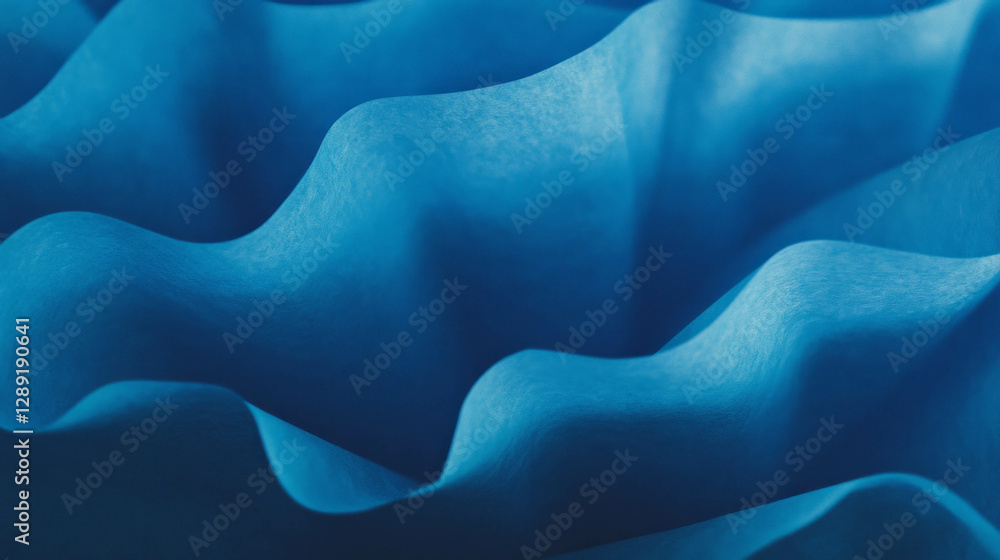 Poster Abstract blue textured paper with irregular ribbed surface for artistic and design use
