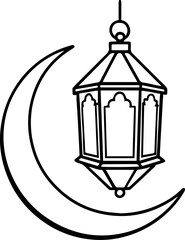 Line art of lantern hanging vector illustration