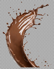 Chocolate milk splashes curve, Chocolate Splash Motion: Stunning Visual for Creative Projects on transparent background, png, psd

