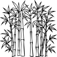 Obraz premium Bamboo Grove outline Vector Illustration, Line Art