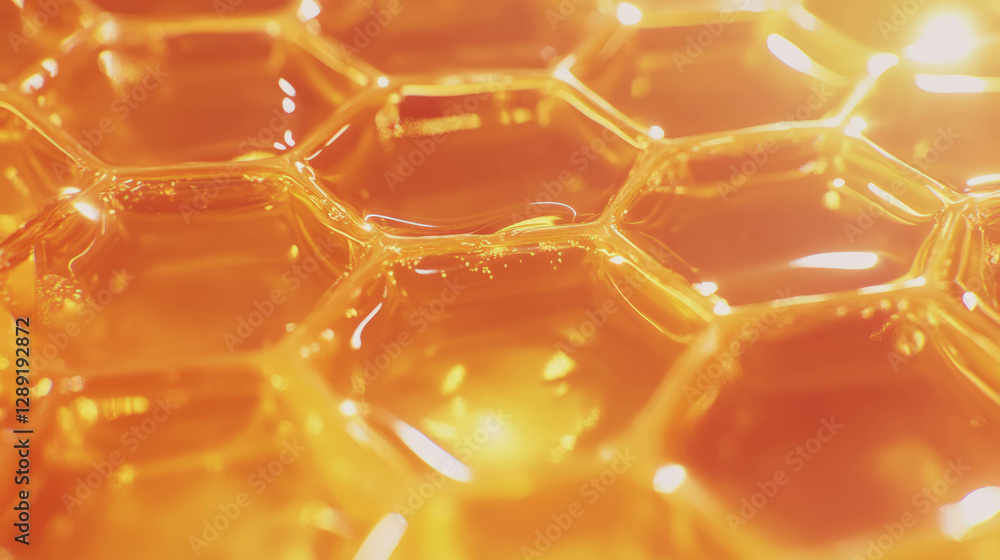 Aufkleber Vibrant macro texture of honeycomb with hexagonal patterns for design
