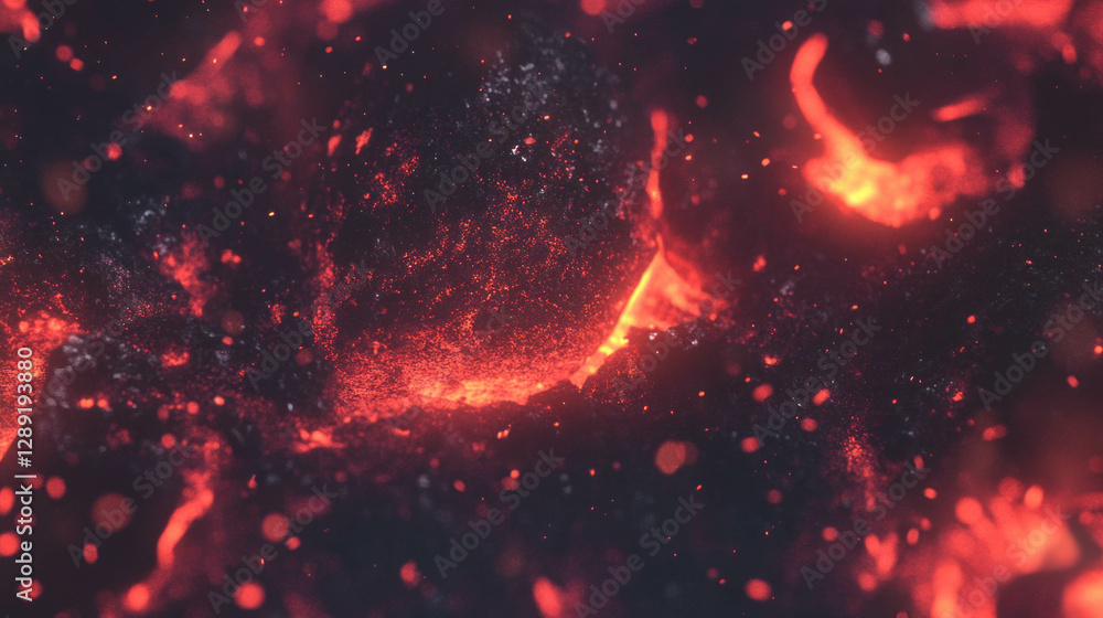 Poster mesmerizing macro texture of bright fire sparks in motion