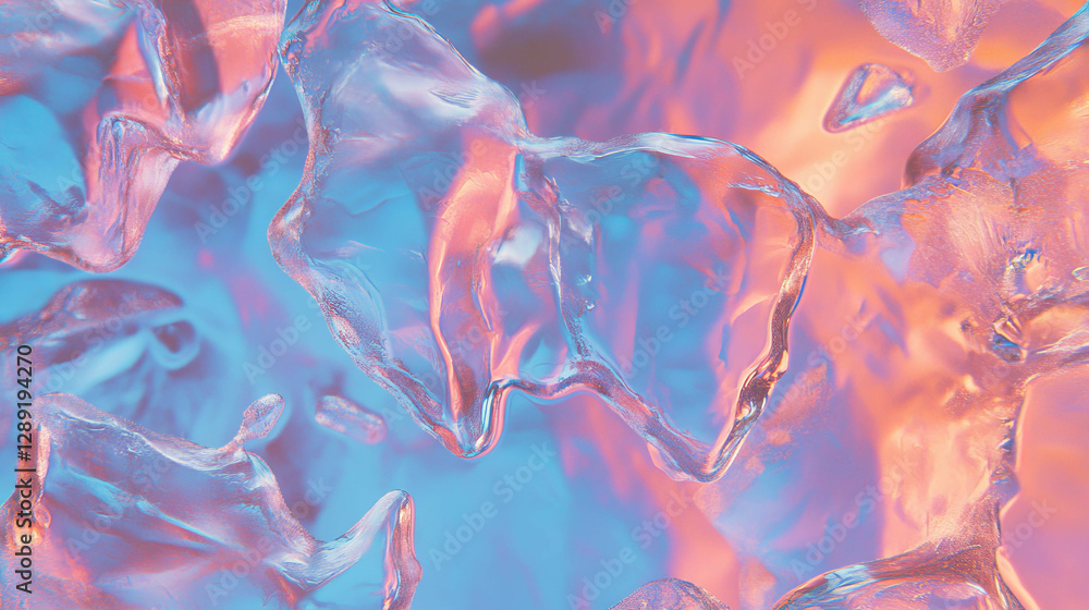 Poster vibrant macro view of ice crystal texture with intricate details