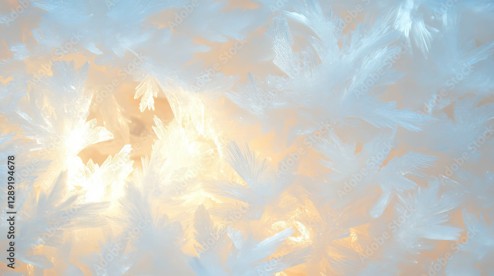 Poster Macro view of intricate snowflakes and winter patterns