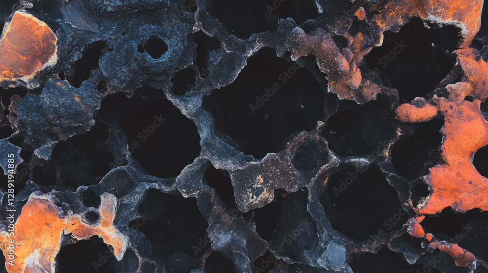 Poster Macro view of volcanic rock texture with porous surface for earth science design