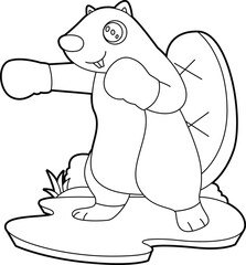 Beaver Boxer Boxing gloves Boxing Animal Vector Graphic Art Illustration