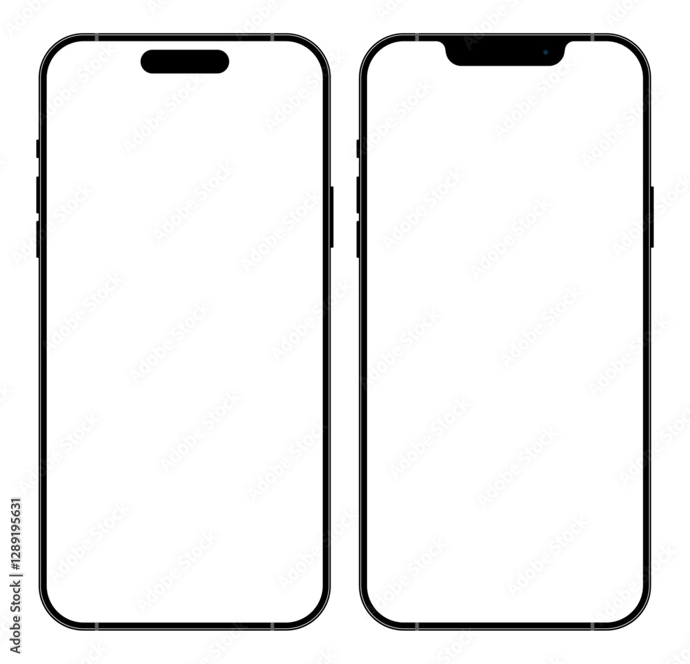 Poster smartphone mockup with blank screen. realistic smartphone mockup. mobile phone vector on transparent