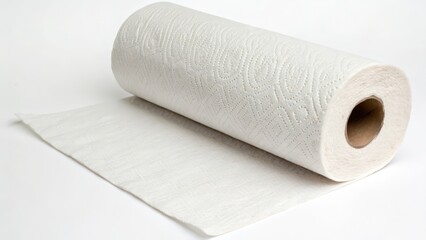 Fototapeta premium Roll of Paper Towels on White Background