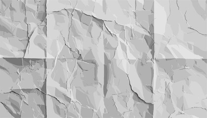 Heavily creased folded paper texture overlay on transparent background, vector, distressed, grunge, old, vintage, crumpled, rough, wrinkled, abstract, backdrop, retro, blank