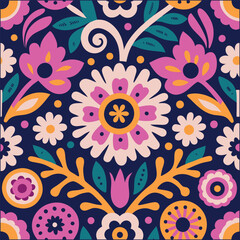 Fototapeta premium Vector botany purple flowers, seamless patterns with floral for fabric, wallpeper, clothing, wrapping paper, cover, banner, interior decor,abstract backgrounds.