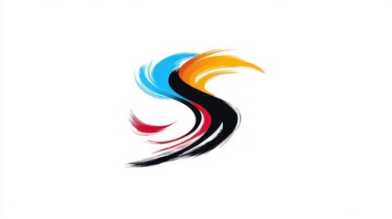 Fototapeta premium Dynamic TS Lettermark Design Featuring Bold Black Brush Strokes and Vibrant Colors for Creative Branding